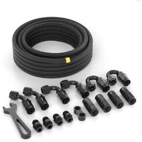 Black E85 8AN Fuel Line Hose Kits, AN8 Nylon Braided Fuel Hose with Nylon PTFE Liner - 20FT High Pressure 16PCS in Saudi Arabia
