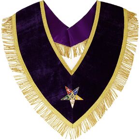 Purple Velvet Masonic OES Worthy Patron Collar with Gold Braid & 1.5" Fringe, Silk Satin Lined, Handcrafted Order of Eastern Star Regalia in Kuwait