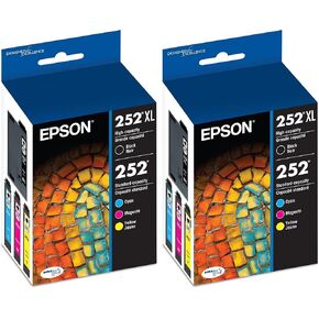 مجموعة خراطيش الحبر EPSON 252 DURABrite Ultra عالية السعة باللون الأسود والألوان القياسية (T252XL-BCS) تعمل مع WorkForce WF-3620، WF-3640، WF-7110، WF-7610، WF-7620، WF-7710، WF-7720، WF-7210 in Kuwait