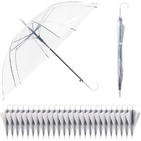 Clear Umbrella Wedding, 25pcs Transparent Umbrella for Rain, Bulk Clear Dome Umbrellas Windproof, Auto Open Bubble Stick Umbrellas for Bride Groom Outdoor Photography in Saudi Arabia