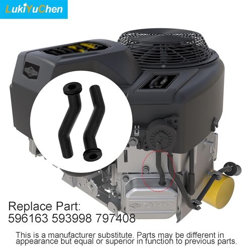 خرطوم مكنسة مطاطي 596163 متوافق مع Brigs and Straton، أجزاء محرك John Dere Lawnmower، 797408، 593998، أسود 2 قطعة in Kuwait
