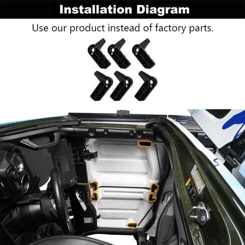مجموعة رافعة لوحة الحرية من Hooke Road JL/JT، مقابض التبديل لـ 2018-2026 Jeep Wrangler JL JLU & Gladiator JT Hardtop، ملحقات بديلة أقفال مزلاج رافعة علوية صلبة، 6 قطع in Kuwait