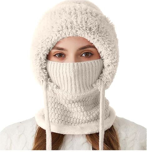 3 in 1 Beanie Hat for Women Women's Knitted Hat Outdoors Windproof Women Ski Snow Pullover Hats with Scarf and Mask in Saudi Arabia