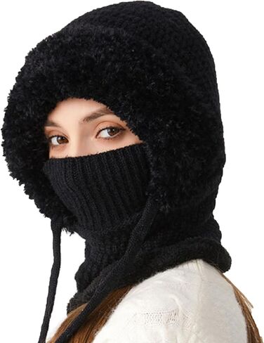 3 in 1 Beanie Hat for Women Women's Knitted Hat Outdoors Windproof Women Ski Snow Pullover Hats with Scarf and Mask in Saudi Arabia