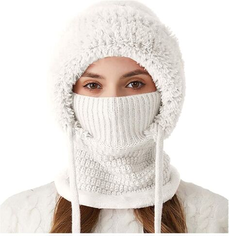 3 in 1 Beanie Hat for Women Women's Knitted Hat Outdoors Windproof Women Ski Snow Pullover Hats with Scarf and Mask in Saudi Arabia