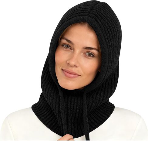 قبعة صغيرة للنساء قبعات الشتاء 3 في 1 قبعة مقاومة للبرد دافئة ومريحة قطعة واحدة متماسكة بالاكلافا مع وشاح للطقس البارد in Kuwait