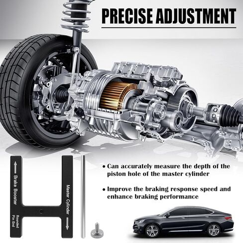 Brake Booster Adjustment Tool,Magnetic Brakes Booster with Master Cylinder to Adjust Braking Distance,Aluminum Push Rod Brake Adjustment Tool for Brakes System Maintenance in Saudi Arabia