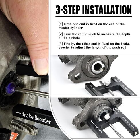 Brake Booster Adjustment Tool,Magnetic Brakes Booster with Master Cylinder to Adjust Braking Distance,Aluminum Push Rod Brake Adjustment Tool for Brakes System Maintenance in Saudi Arabia