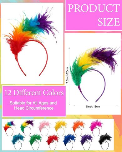 Hoteam 12 Pcs Feather Fascinator Headbands for Women Tea Party Hats for Ladies Woman Cocktail Wedding Church Mardi Gras Carnival Easter Christmas Halloween Themed Party Dress Accessories in Saudi Arabia