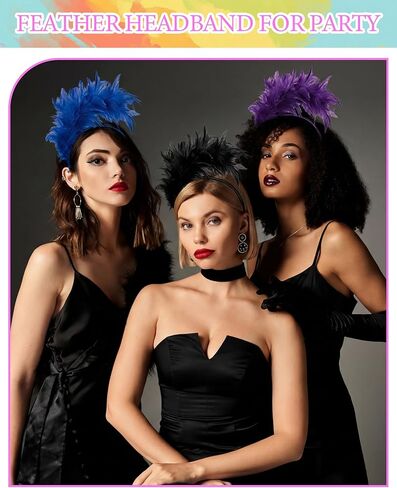 Hoteam 12 Pcs Feather Fascinator Headbands for Women Tea Party Hats for Ladies Woman Cocktail Wedding Church Mardi Gras Carnival Easter Christmas Halloween Themed Party Dress Accessories in Saudi Arabia
