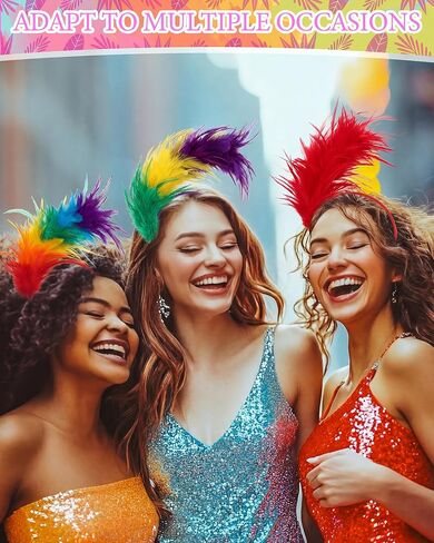 Hoteam 12 Pcs Feather Fascinator Headbands for Women Tea Party Hats for Ladies Woman Cocktail Wedding Church Mardi Gras Carnival Easter Christmas Halloween Themed Party Dress Accessories in Saudi Arabia