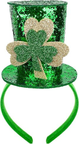 Green Shamrock Mini Top Hat Headband Leprechaun Hats for St. Patrick's Day Carnival Party Halloween Cosplay in Saudi Arabia
