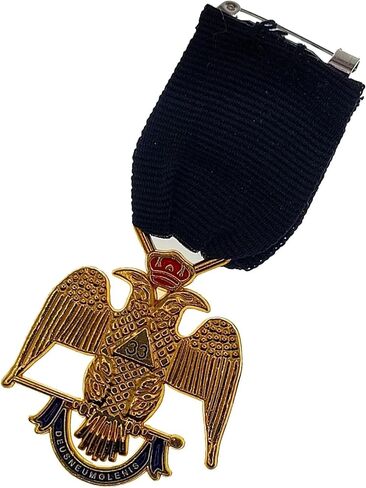 33 33RD Degree Wings Down Double Sided MASONIC Breast JEWEL GOLD PLATED 3.5" in Saudi Arabia