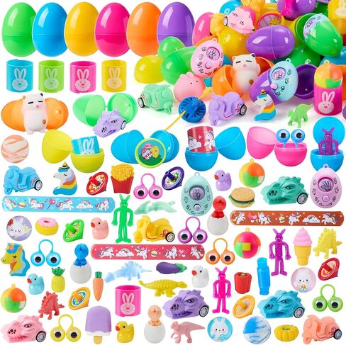 JOYIN 160 PCS Prefilled Easter Eggs with Assorted Toys, Stuffed Egg Hunt Supplies, Basket Stuffers Fillers, Classroom Prizes, Party Favors in Saudi Arabia