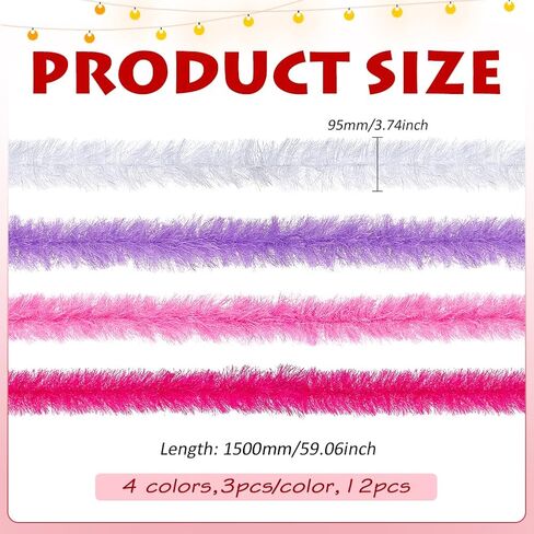 MAYJOYDIY 12Pcs 1.6Yards Feather Boas Bulk Artificial Fluffy Boas Decor 59.1×3.7inch Polyester Feather Strips with 304 Stainless Steel Wire for Wedding Costume Dress Tea Party in Saudi Arabia