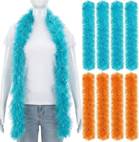 Eurzom 8 Pcs Life of a Birthday Girl Party Decorations Feather Boas Bulk 6ft Orange Birthday Decorations Artificial Fluffy Boas Strip Feathers Scarf for Costume Dress Tea Party Supplies in Saudi Arabia