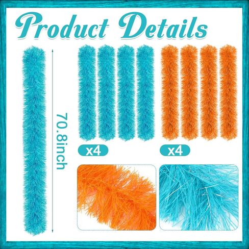 Eurzom 8 Pcs Life of a Birthday Girl Party Decorations Feather Boas Bulk 6ft Orange Birthday Decorations Artificial Fluffy Boas Strip Feathers Scarf for Costume Dress Tea Party Supplies in Saudi Arabia