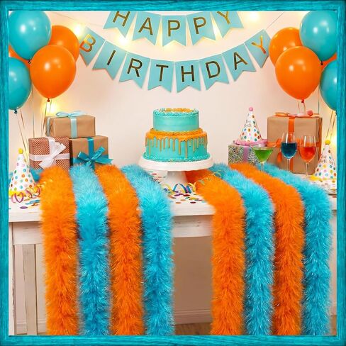 Eurzom 8 Pcs Life of a Birthday Girl Party Decorations Feather Boas Bulk 6ft Orange Birthday Decorations Artificial Fluffy Boas Strip Feathers Scarf for Costume Dress Tea Party Supplies in Saudi Arabia