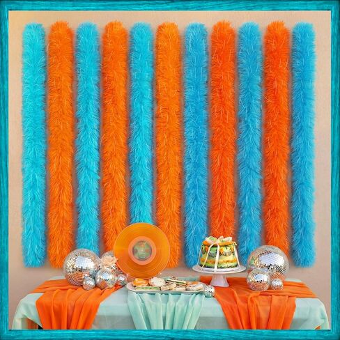 Eurzom 8 Pcs Life of a Birthday Girl Party Decorations Feather Boas Bulk 6ft Orange Birthday Decorations Artificial Fluffy Boas Strip Feathers Scarf for Costume Dress Tea Party Supplies in Saudi Arabia