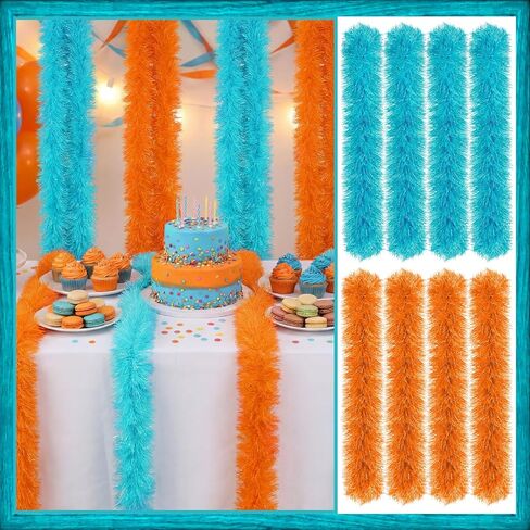 Eurzom 8 Pcs Life of a Birthday Girl Party Decorations Feather Boas Bulk 6ft Orange Birthday Decorations Artificial Fluffy Boas Strip Feathers Scarf for Costume Dress Tea Party Supplies in Saudi Arabia