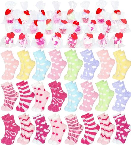 24 زوجًا من الجوارب الغامضة لعيد الحب للنساء، مجموعة هدية كب كيك يمكنك صنعها بنفسك مع طباعة قلب، جوارب مريحة منفوشة على شكل طاقم in Kuwait