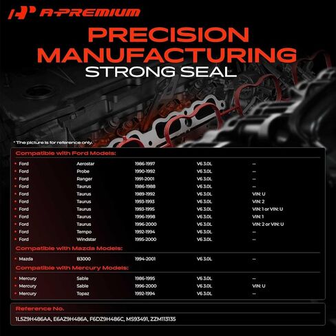 مجموعة حشية حقن الوقود العلوي A-Premium متوافقة مع Ford Taurus 1986-2000، Ranger 1991-2001، Aerostar 1986-1997، Probe 1990-1992، Tempo، Windstar & Mercury Sable، Topaz & Mazda B3000 in Kuwait