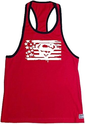 قميص Crazee Wear ملائم للاعبي كمال الأجسام Stringer Hardcore مع تصميم العلم الأبيض الممتاز in Saudi Arabia