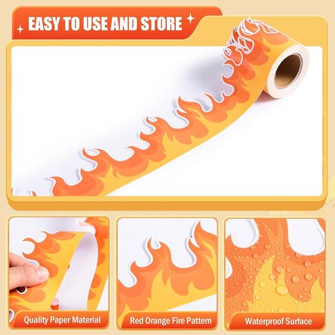 AWIZOM 99 Feet Fire Bulletin Board Border Red Orange Fire Border Trim Flame Theme Classroom Decorations for Fire Truck Firefighter Homeschool Back to School Theme Birthday Party Decor,3 Rolls in Saudi Arabia