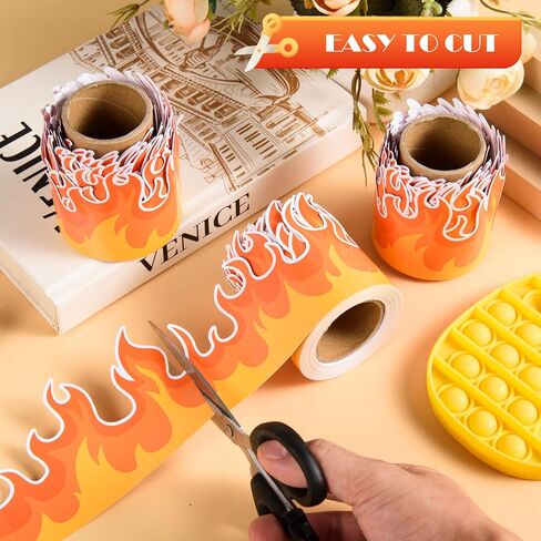AWIZOM 99 Feet Fire Bulletin Board Border Red Orange Fire Border Trim Flame Theme Classroom Decorations for Fire Truck Firefighter Homeschool Back to School Theme Birthday Party Decor,3 Rolls in Saudi Arabia
