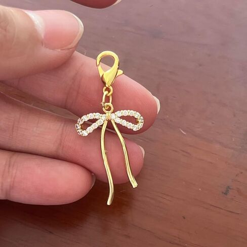 AMOBESTER Bow Tie Clasp on Charms Gold Cubic Zirconia Bowtie Pendant Elegant Clip-On Charms for DIY Jewelry, Bracelet Necklace Accessories in Saudi Arabia