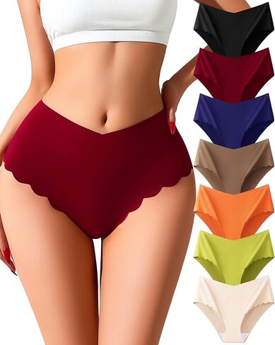 Seamless Underwear for Women High Waisted No Show Panties Ladies Sexy High Cut Cheeky Bikini Tagless Stretch V-Waist in Saudi Arabia