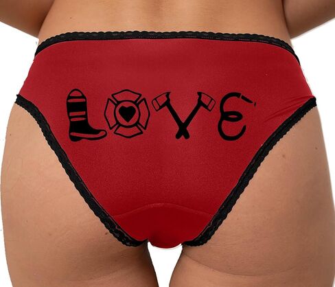 Knaughty Knickers Love My Fireman - Boot First Responder Fire Fighter Wife Adult Design Red and Black Bikini Panties in Saudi Arabia