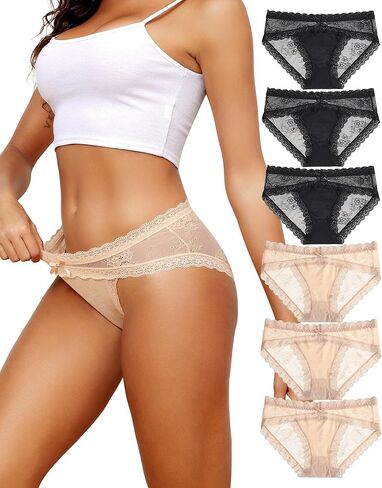 LEVAO Womens Underwear Low Rise Stretch Bikini Lace Cheeky Panties Hipster Ladies Briefs S-2XL in Saudi Arabia