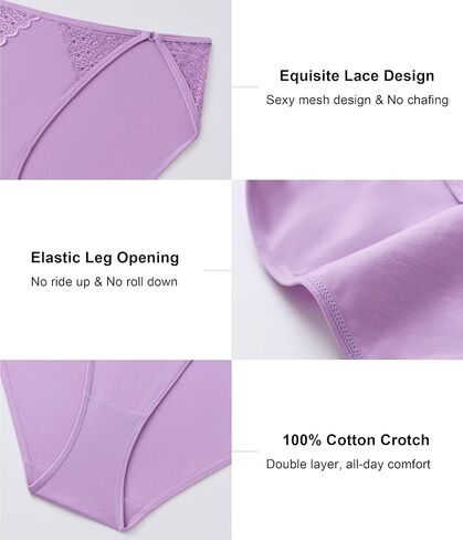 ANLIQI Women's Cotton String Bikini Panties with Lace High Cut Low Waist Underwear Stretch Breathable Ladies Hipster Panty in Saudi Arabia
