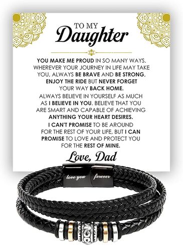VIRAGIL To My Daughter Bracelet, Braided Bracelet Gift Set For Daughter With Heartfelt Message & Elegant Box, Jewelry Gifts For Daughters On Birthday, Graduation, Chistmas in Saudi Arabia