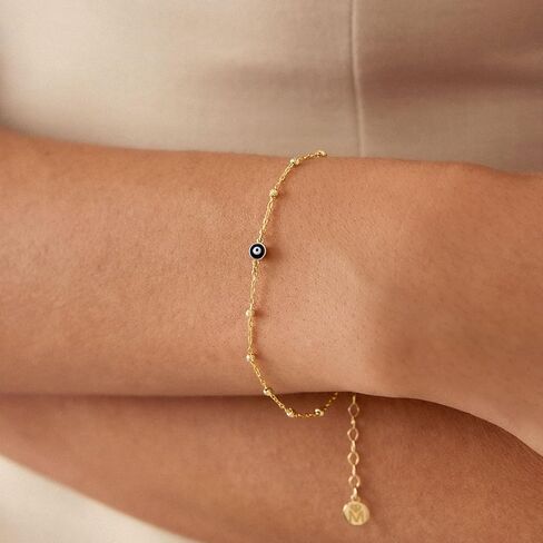 14K Gold Evil Eye Bracelet, Protection Bracelet, Gold Evil Eye, Eye Bracelet, Good Luck Bracelet, Evil Eye Blue, Evil Eye Bracelet, Evil Eye in Saudi Arabia