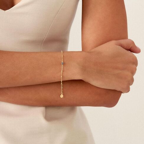14K Gold Evil Eye Bracelet, Protection Bracelet, Gold Evil Eye, Eye Bracelet, Good Luck Bracelet, Evil Eye Blue, Evil Eye Bracelet, Evil Eye in Saudi Arabia