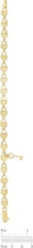 Floreo 10k Yellow Gold Textured Finish Heart Shape Lock and Key Link Charm Bracelet in Saudi Arabia