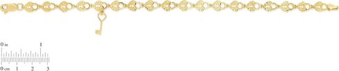 Floreo 10k Yellow Gold Textured Finish Heart Shape Lock and Key Link Charm Bracelet in Saudi Arabia