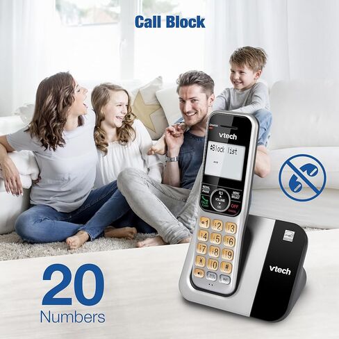 نظام هاتف لاسلكي من VTech للمنزل مع كتلة المكالمات، شاشة كبيرة وأزرار، شاشة بإضاءة خلفية، مكبر صوت مزدوج كامل، معرف المتصل/انتظار المكالمات، DECT 6.0، سهل الاستخدام، قابل للتركيب على الطاولة والحائط | CS5319 in Kuwait