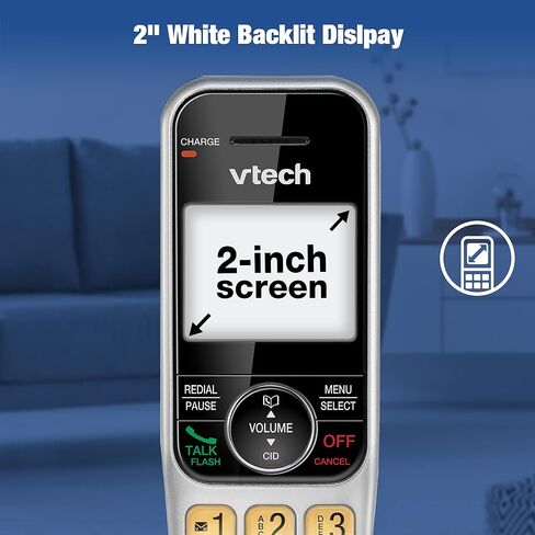 نظام هاتف لاسلكي من VTech للمنزل مع كتلة المكالمات، شاشة كبيرة وأزرار، شاشة بإضاءة خلفية، مكبر صوت مزدوج كامل، معرف المتصل/انتظار المكالمات، DECT 6.0، سهل الاستخدام، قابل للتركيب على الطاولة والحائط | CS5319 in Kuwait