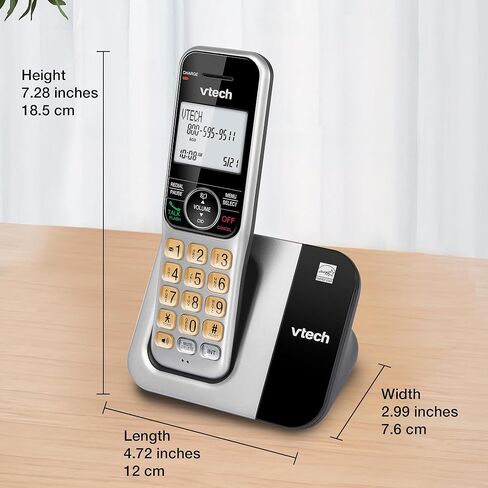 نظام هاتف لاسلكي من VTech للمنزل مع كتلة المكالمات، شاشة كبيرة وأزرار، شاشة بإضاءة خلفية، مكبر صوت مزدوج كامل، معرف المتصل/انتظار المكالمات، DECT 6.0، سهل الاستخدام، قابل للتركيب على الطاولة والحائط | CS5319 in Kuwait