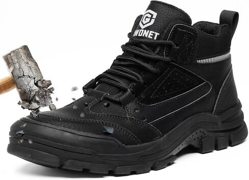 أحذية الصلب اصبع القدم للرجال والنساء - أحذية العمل خفيفة الوزن غير قابلة للتدمير، أحذية السلامة اصبع القدم الصلب مقاومة للانزلاق أحذية البناء عالية أعلى للعمل الصناعي في الهواء الطلق in Kuwait