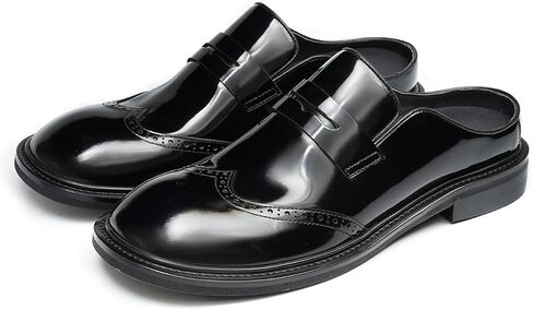 Santimon Men’s Mules Penny Loafer Slip-On Dress Shoes, Polished Wingtip Brogue Clogs for Business Casual, Open-Back Outside Slippers for Men in Saudi Arabia