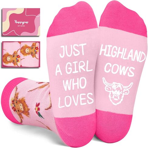 هدايا بقرة HAPPYPOP Highland للفتيات - جوارب لطيفة على شكل حيوانات اسكتلندية للفتيات من عمر 7 إلى 9 سنوات in Kuwait