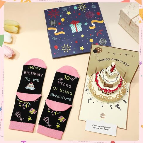 8/10 Years Old Birthday Gifts for Girls, Sock for Girl with Birthday Greeting Card, Presents for Kids in Saudi Arabia