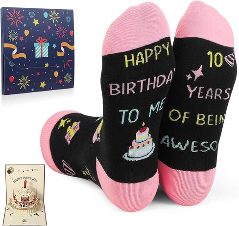 8/10 Years Old Birthday Gifts for Girls, Sock for Girl with Birthday Greeting Card, Presents for Kids in Saudi Arabia