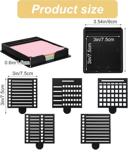 Sticky Note Template and Holder, Reusable Self-Stick Sticky Note Stencil for 3x3 Inch Notes, Suitable for Office Home (Black, 5 Templates) in Saudi Arabia