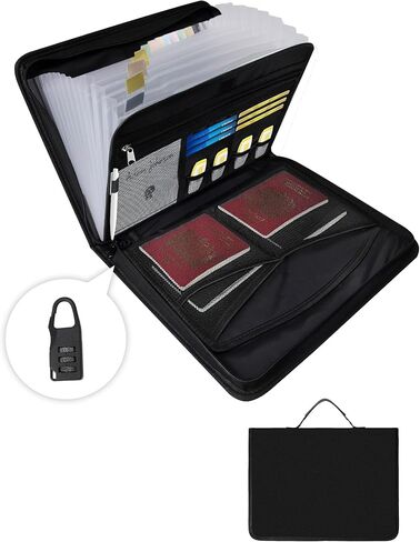 Fireproof Important Document Organizer Folio Folder - Expanding Accordion File Organizer with 13 Pockets, Handle & Labels, Portable Travel Safe for Home, A4, Letter, Portfolio Files in Saudi Arabia