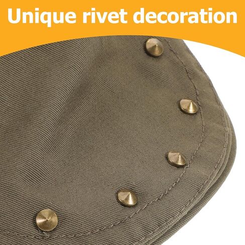 Women’s Newsboy Cap with Studs Vintage Beret Hat Breathable Summer Sun Hat Lightweight Military Green for Casual Outdoor Wear in Saudi Arabia